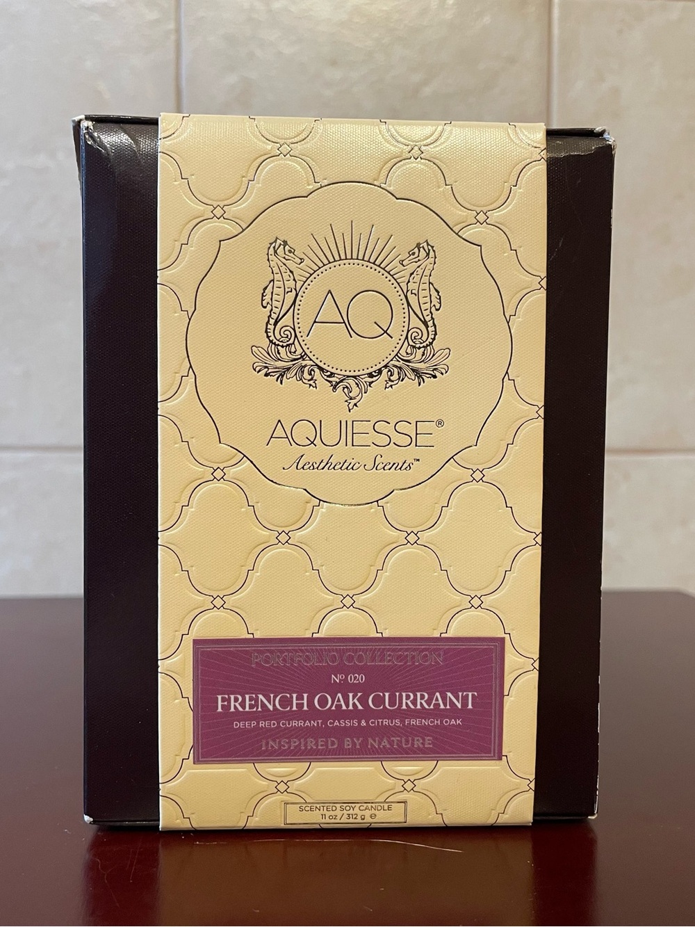 NIB AQUIESSE FRENCH OAK CURRANT Cassis Citrus 11 OZ SCENTED SOY WAX CANDLE #020